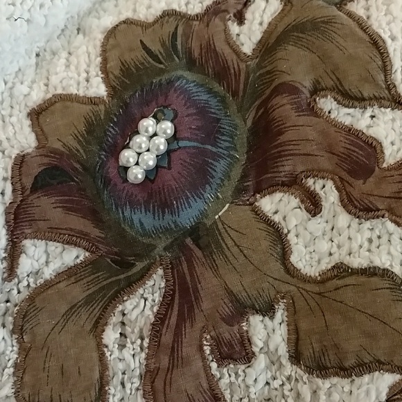 VTG 80s Floral Applique Boucle Sweater M - EUC - Picture 4 of 8